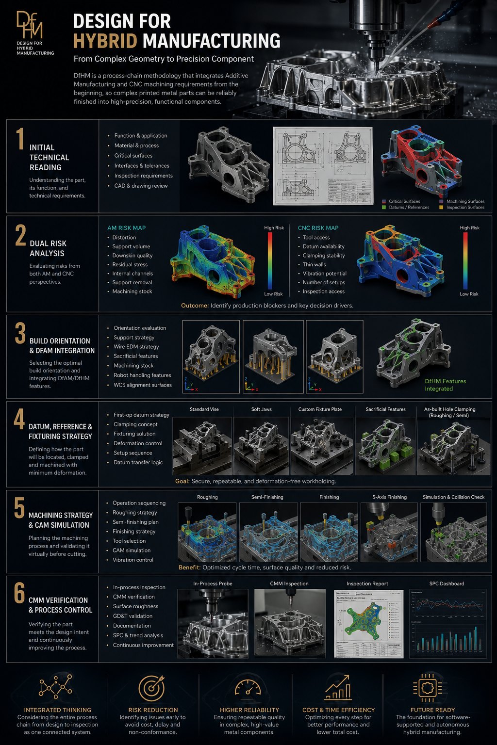 DfHM — Design for Hybrid Manufacturing, full 6-stage process chain