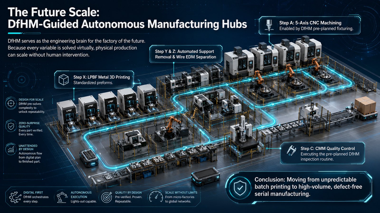 DfHM-Guided Autonomous Hybrid Manufacturing Hubs